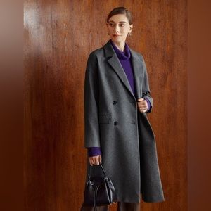 gray coat || MOTF PREMIUM WOOL-MIX DOUBLE BREASTED COCOON COAT